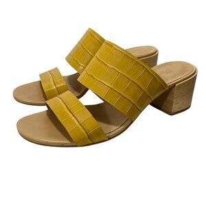 Madewell Yellow Croc-Embossed Double-Strap Block Heel Sandals